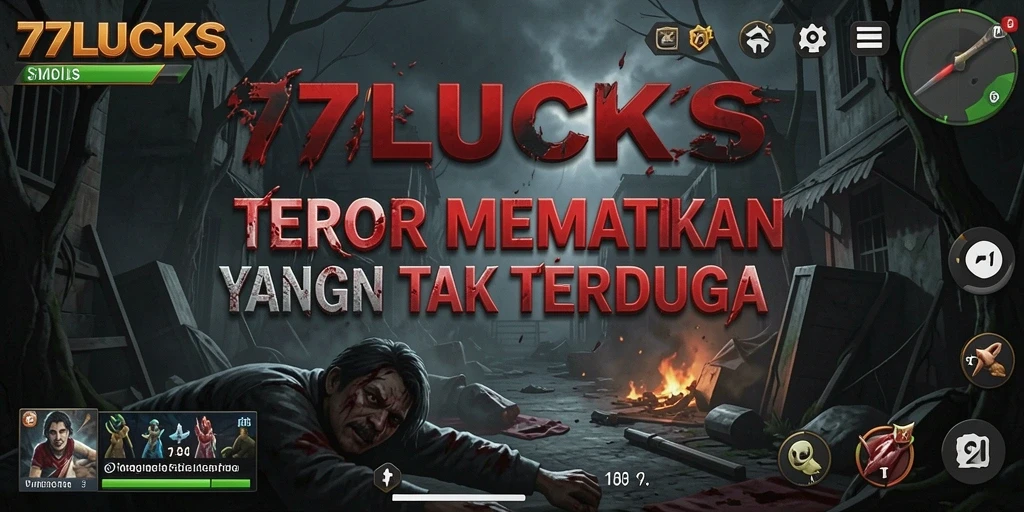 Screenshot gameplay menakutkan dari 77LUCKS dengan suasana Horror.