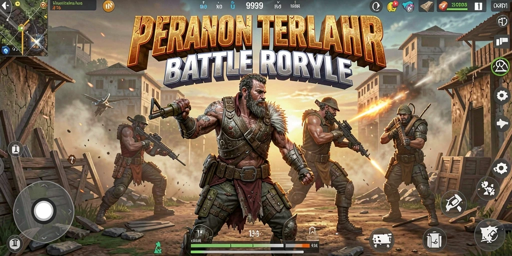 Screenshot gameplay 9939 menampilkan pertempuran epik di medan perang.