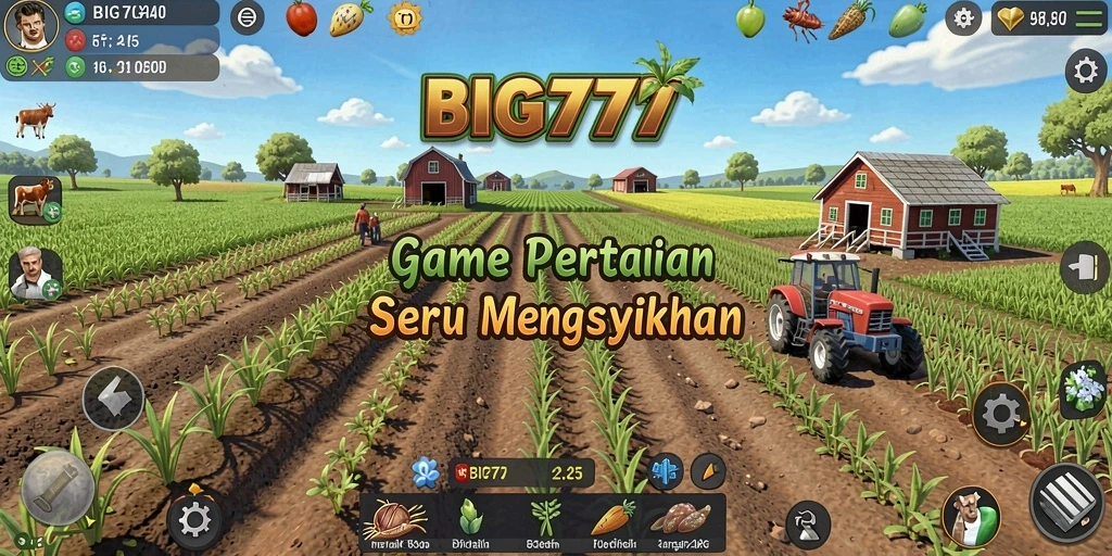 Tangkapan layar gameplay BIG777 dengan aktivitas pertanian yang menyenangkan.