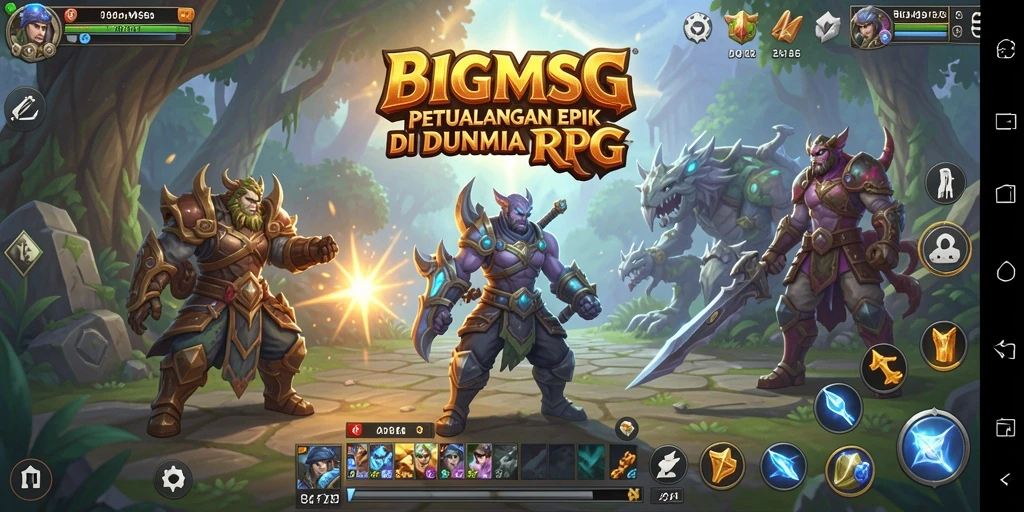 Tampilan gameplay RPG yang menampilkan pertarungan epik dalam BIGMSG.
