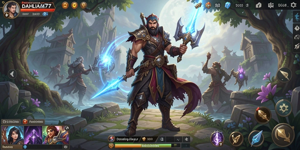 Screenshot gameplay DAHLIA77 yang menampilkan karakter beraksi di dunia fantasi.