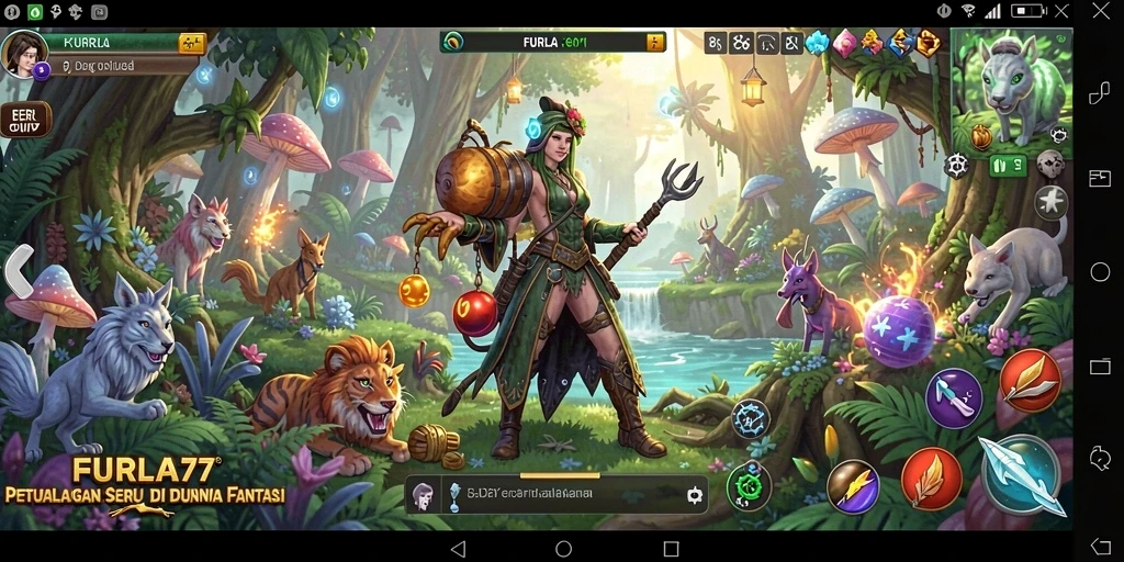 Screenshot gameplay FURLA77 menampilkan aksi seru dan keindahan dunia fantasi.