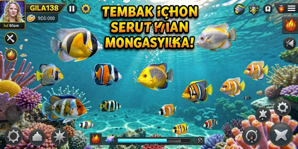 Tampilan gameplay GILA138 saat berburu ikan di laut.