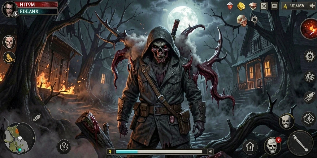 Tampilan gameplay HIT9 yang menegangkan di dunia Horror.