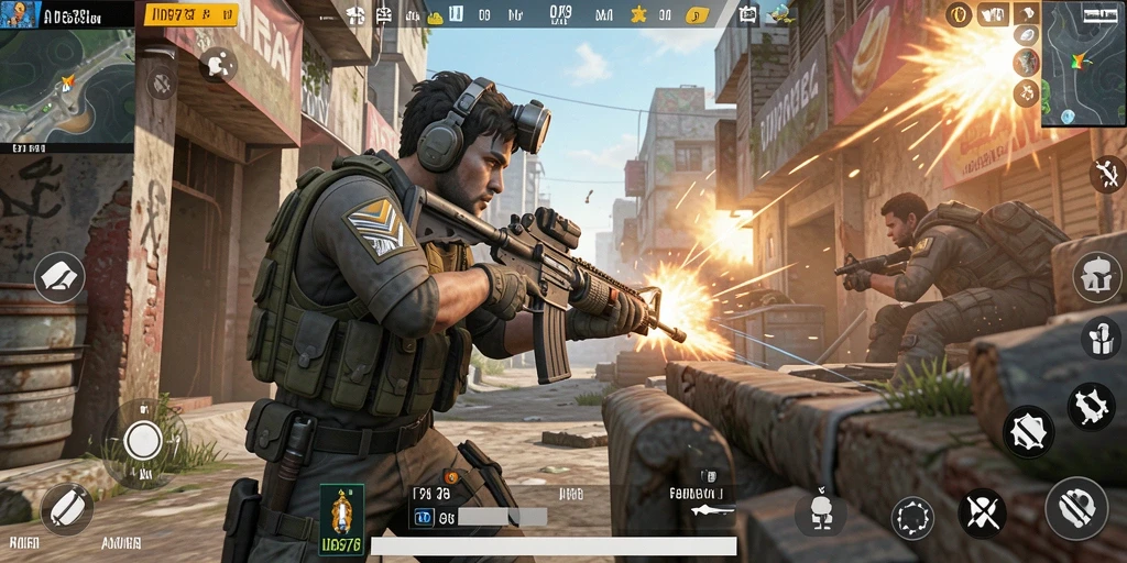Screenshot ID678 menunjukkan aksi seru dalam gameplay FPS.