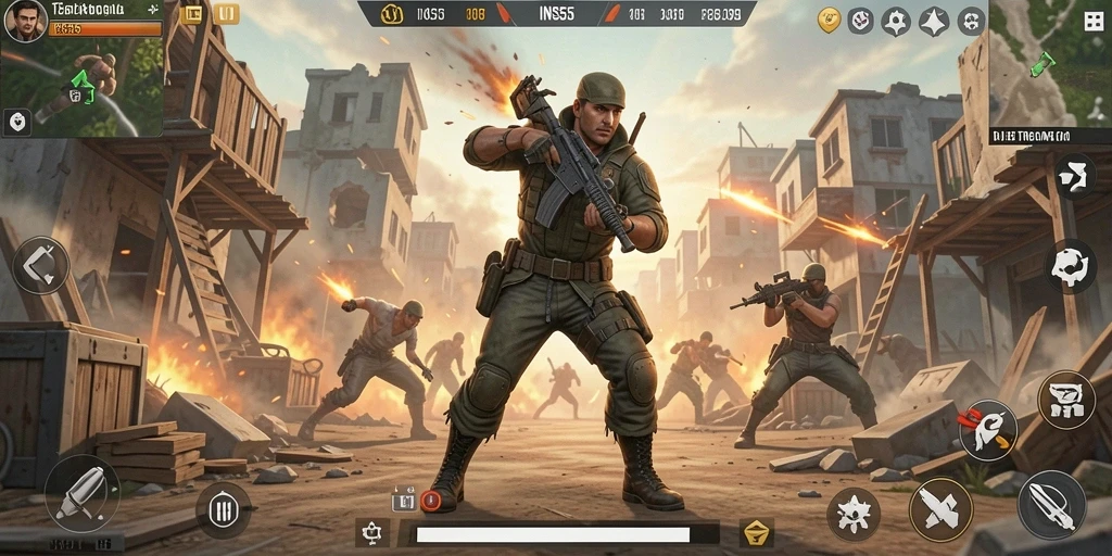 Tampilan menarik dari gameplay Battle Royale di INS55.