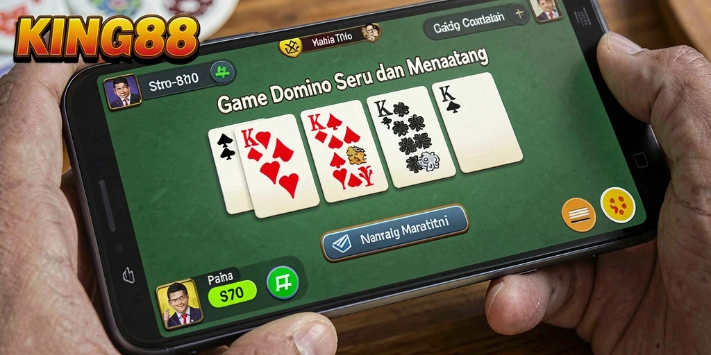 Tampilan gameplay KING88 yang seru dengan aksi Domino menegangkan.