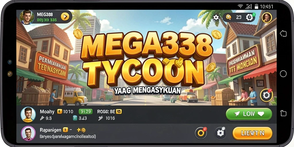 Tampilan gameplay menarik di MEGA338 dengan elemen manajemen Tycoon.