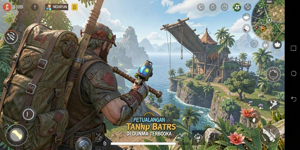 Screenshot gameplay NESIAFUN yang menampilkan keindahan dunia terbuka.