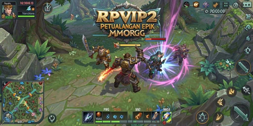 Tampilan screenshot utama RPVIP2 menampilkan aksi seru dalam dunia MMORPG.