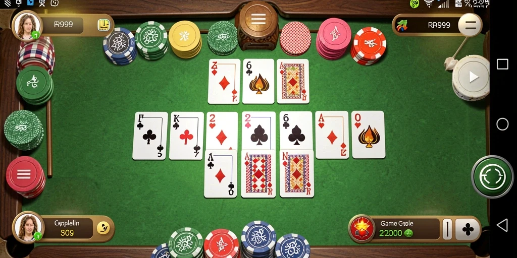 Screenshot RR999 menampilkan gameplay Gaple yang seru dan interaktif.