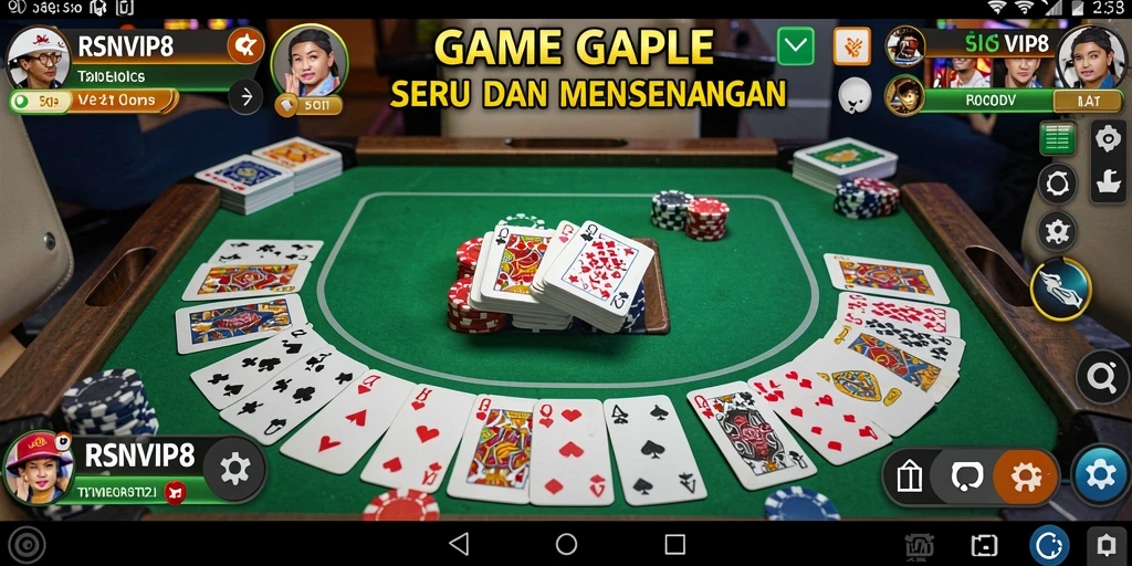 Screenshot gameplay RSNVIP8 memperlihatkan aksi seru bermain Gaple.