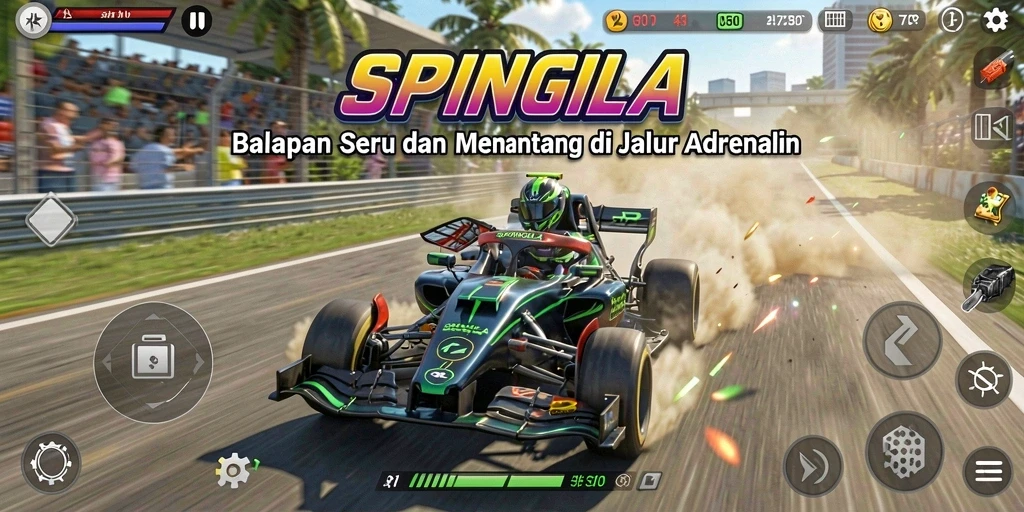 Tampilan gameplay Racing yang seru dan mendebarkan di SPINGILA.