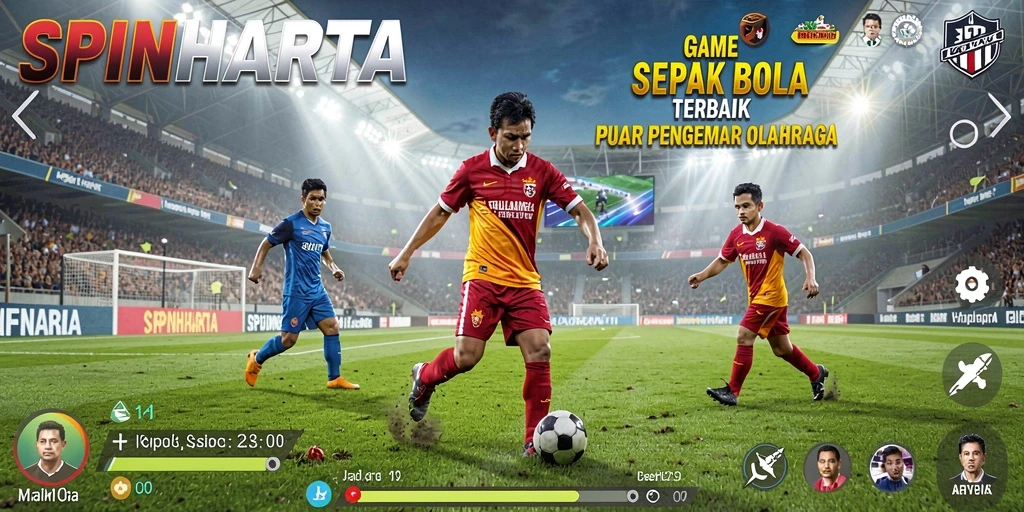 Tampilan menarik dari gameplay SPINHARTA dengan aksi sepak bola yang mendebarkan.