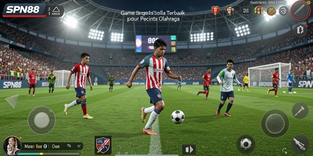 Screenshot gameplay SPN88 menampilkan aksi sepak bola yang mendebarkan.