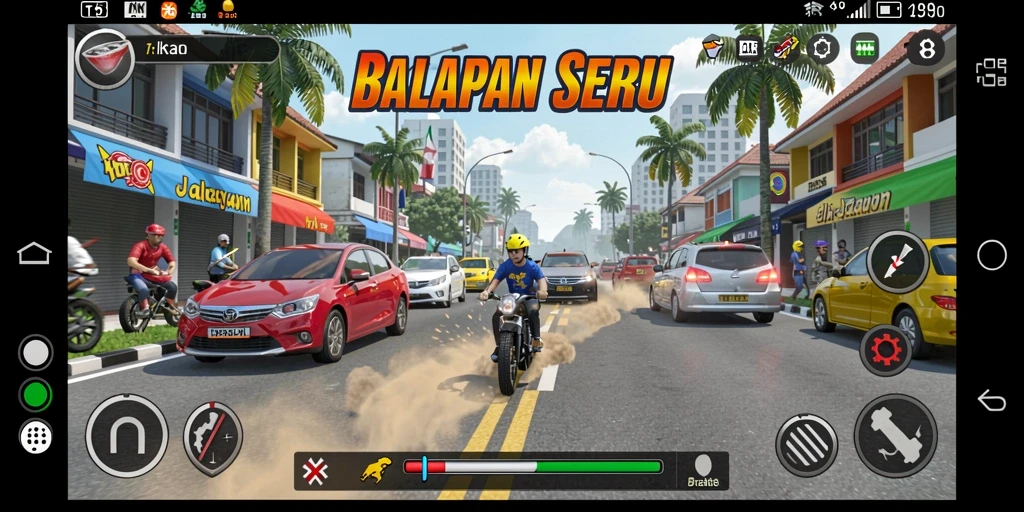 Gameplay seru T6 dengan balapan di jalanan yang menantang.