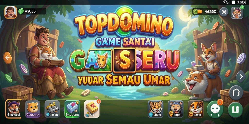 Screenshot utama TOPDOMINO menampilkan suasana gameplay yang menyenangkan dan interaktif.