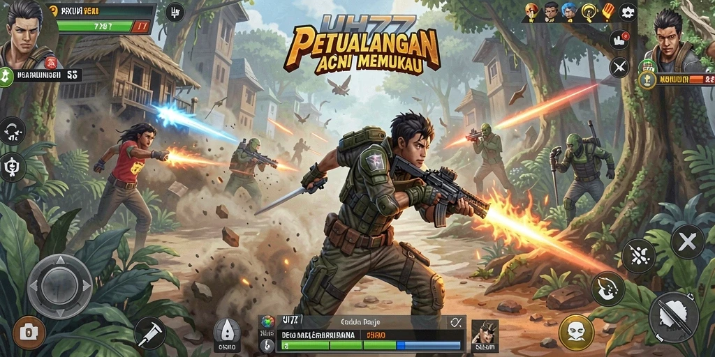 Screenshot UH77 menampilkan aksi mendebarkan di arena pertempuran.