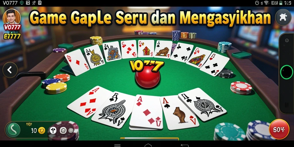 Screenshot VO777 menampilkan gameplay Gaple yang seru dan interaktif.