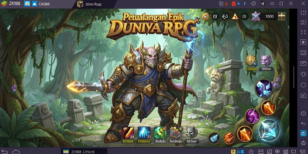 Tampilan gameplay ZK988 dengan pertempuran epik dan karakter menarik.